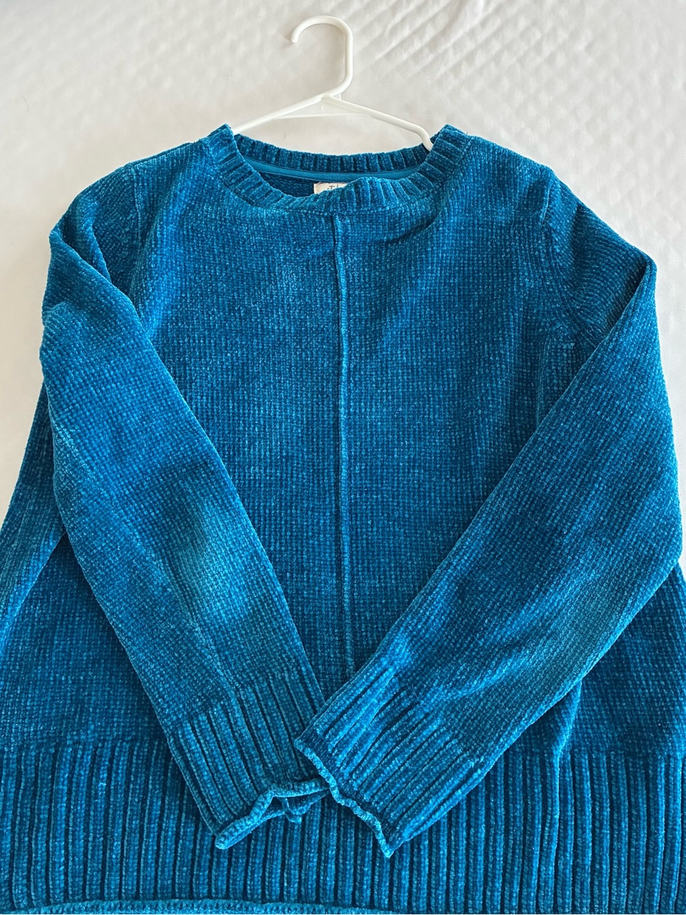 Style&co Chenille Crewneck Pullover Sweater Blue Petite Small